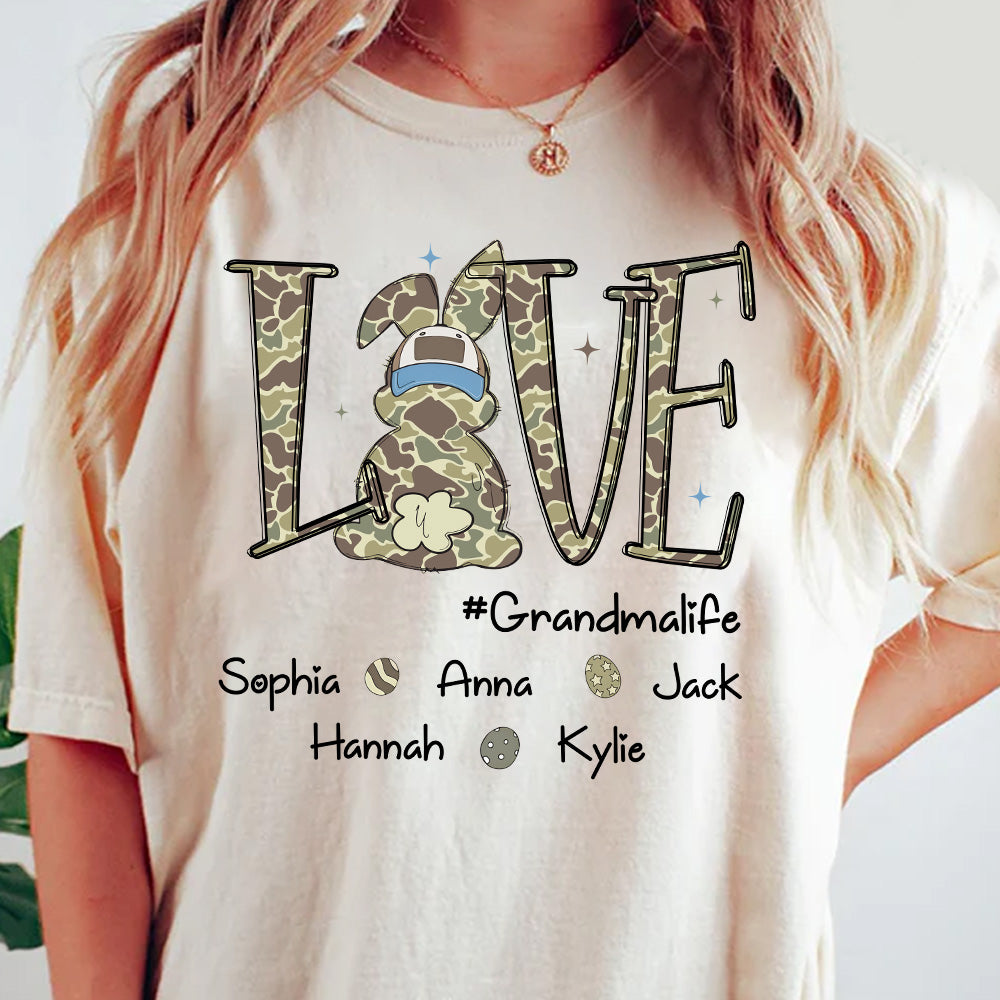 Love Grandmalife Easter Bunny T-Shirt, Custom Custom Gift For Nickname and Kids Names  T1807 Nh00