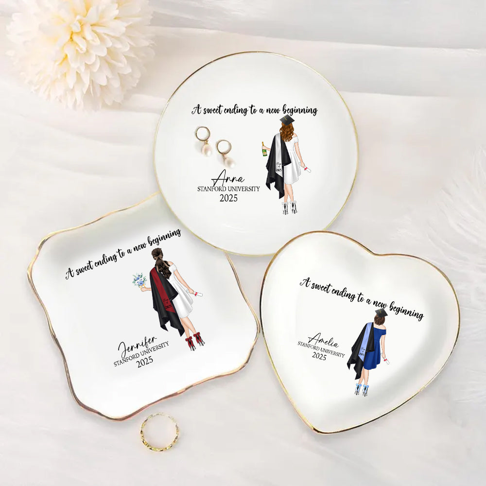 Personalized Graduation Gift For Her, Custom Jewelry Tray, Class Of 2025 Gift, College Grad Gift For Daughter, Jewelry Ring Holder For Girls Hv01