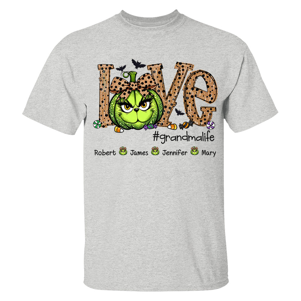 Personalized Grandma Life Halloween Green Pumpkin For Give Nana And Kids Shirt