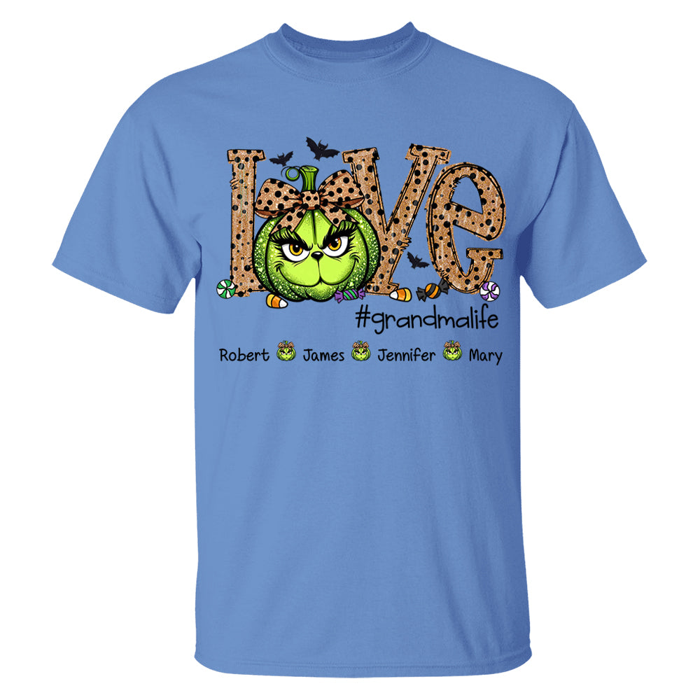Personalized Grandma Life Halloween Green Pumpkin For Give Nana And Kids Shirt