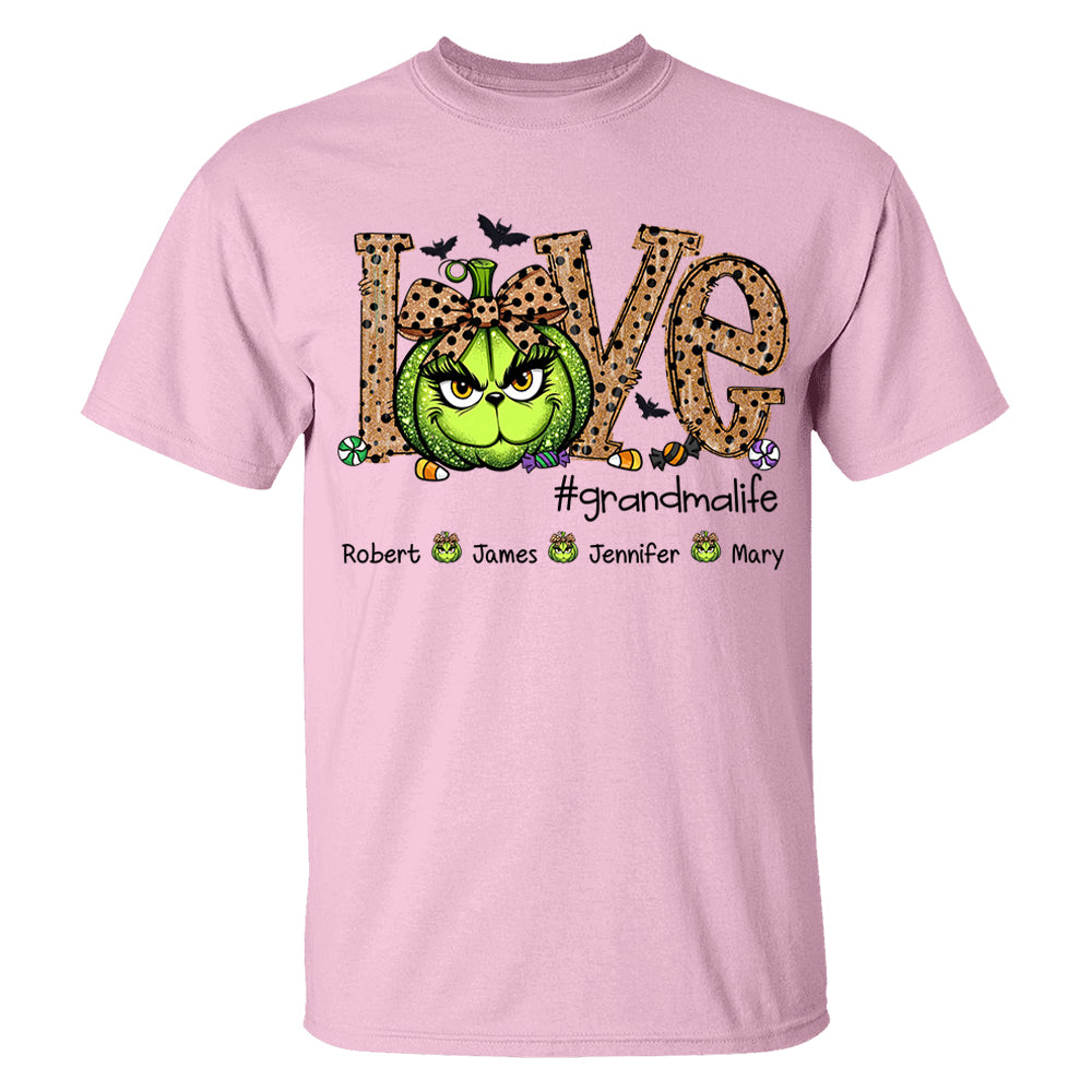 Personalized Grandma Life Halloween Green Pumpkin For Give Nana And Kids Shirt