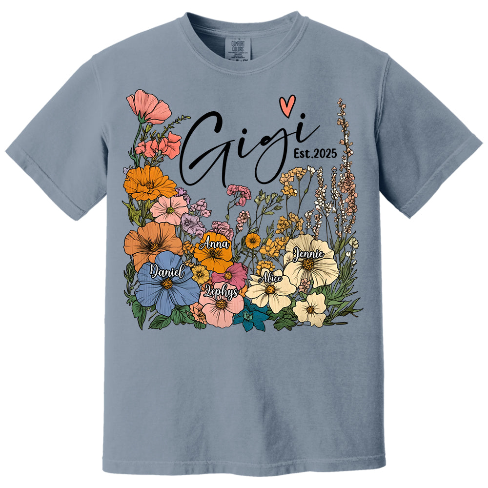 Gigi Vintage Floral Shirt - Custom Grandma With Grandkids, Gift for Mother's Day NA04 Tm01