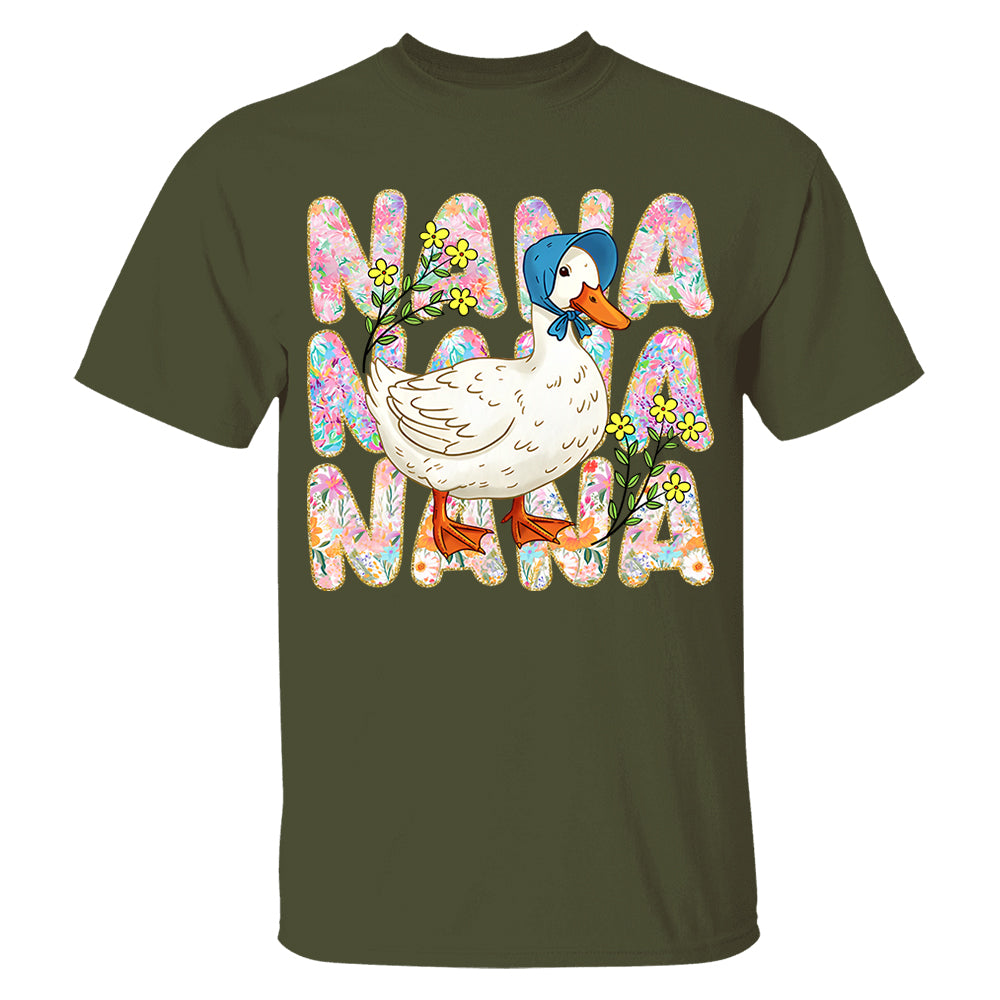 Floral Mama Goose - Personalized Shirt For Grandma Hv01