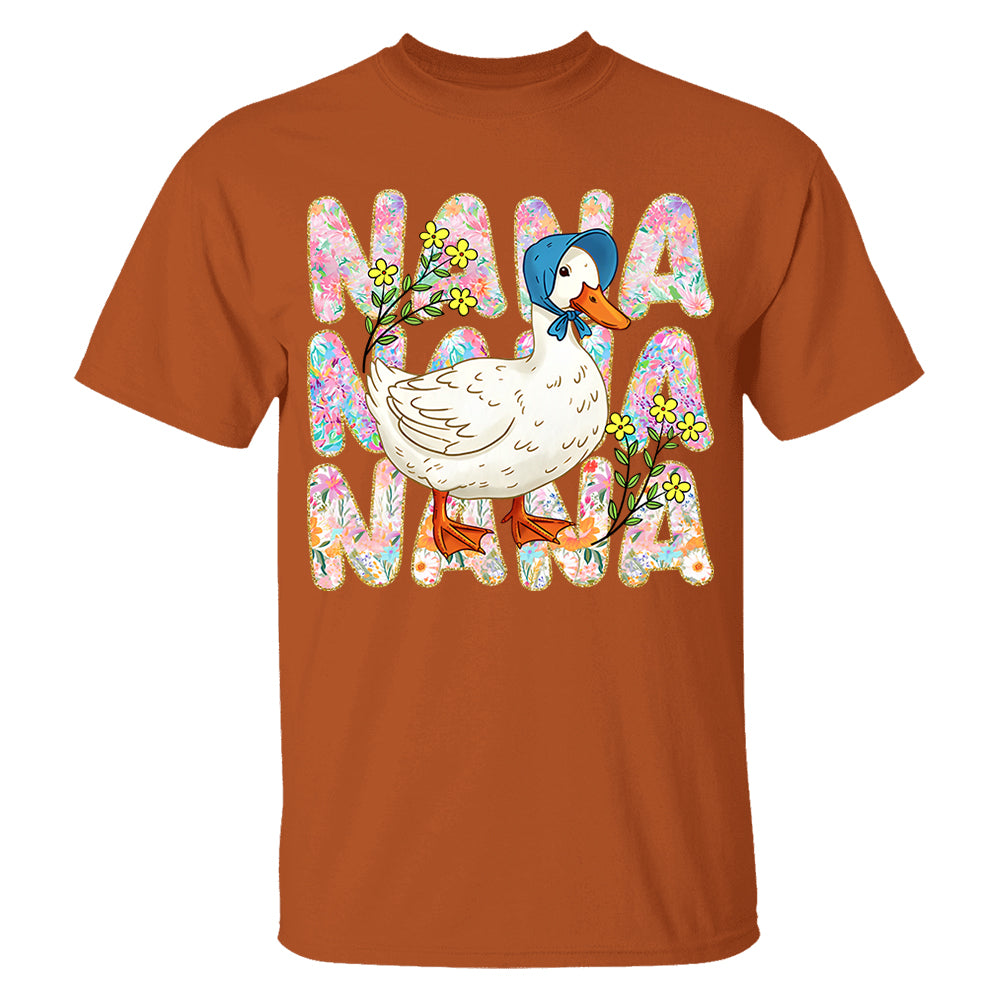 Floral Mama Goose - Personalized Shirt For Grandma Hv01