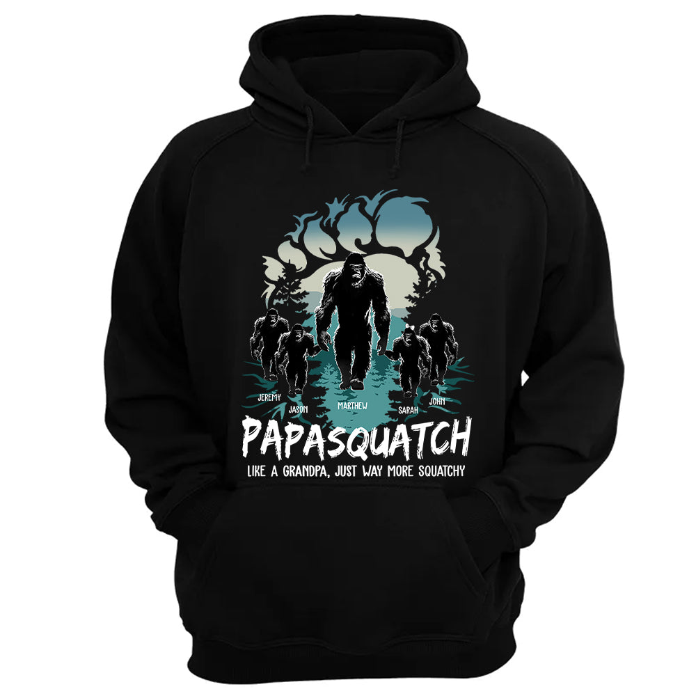 Papasquatch, Like A Grandpa, Just Way More Squatchy - Bigfoot Footprint Personalized Shirt Nh00