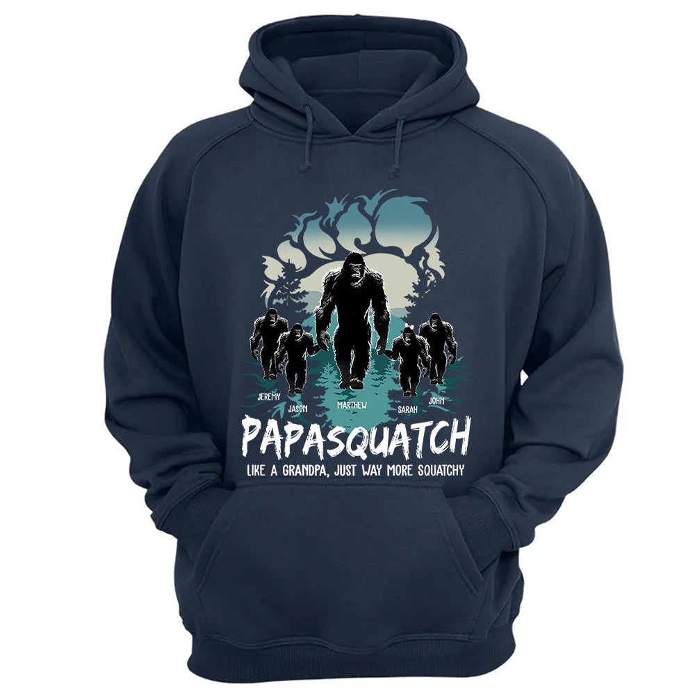 Papasquatch, Like A Grandpa, Just Way More Squatchy - Bigfoot Footprint Personalized Shirt Nh00