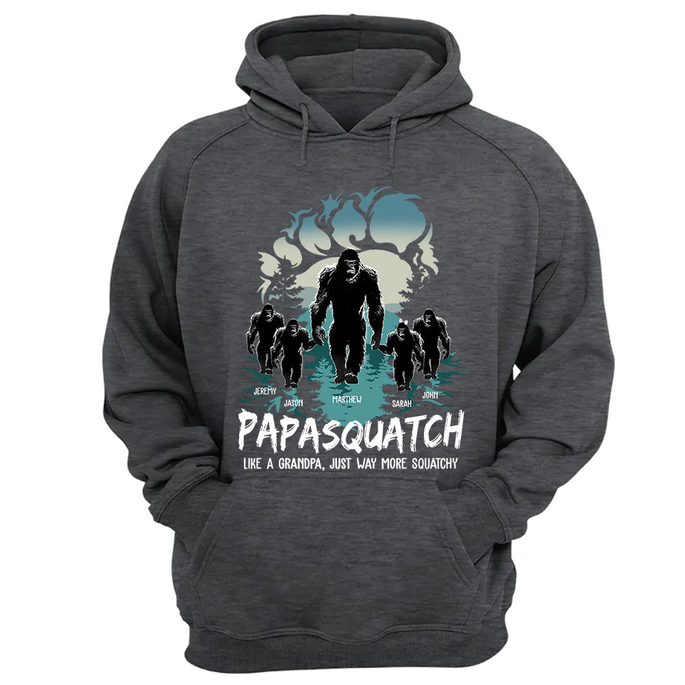 Papasquatch, Like A Grandpa, Just Way More Squatchy - Bigfoot Footprint Personalized Shirt Nh00