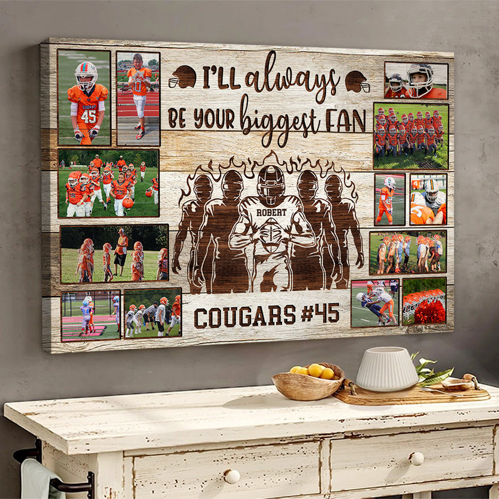 Personalized American Football Player Poster & Canvas Custom Photo, Name, Team Name K1702 Trhn
