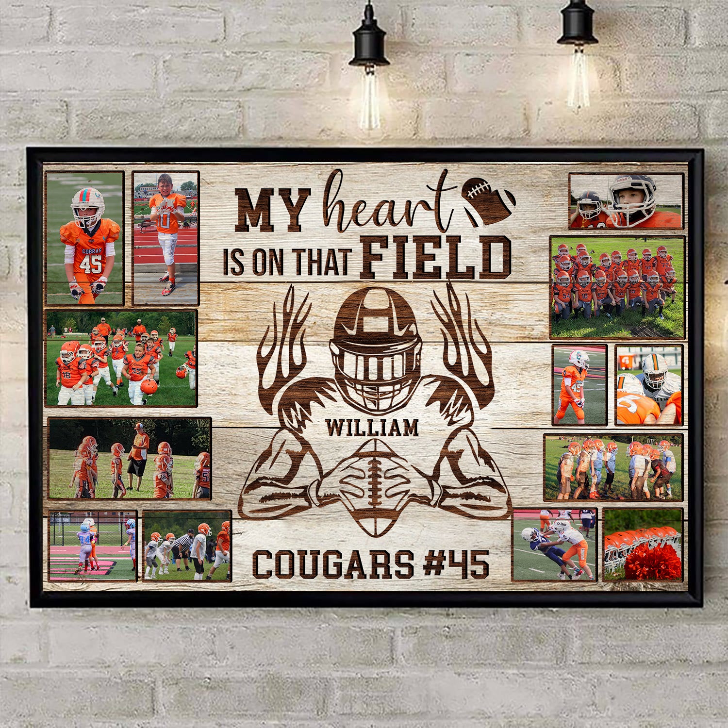 Personalized American Football Player Poster & Canvas Custom Photo, Name, Team Name K1702 Trhn