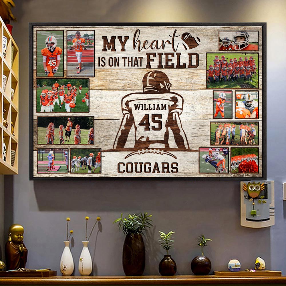 Personalized American Football Player Poster & Canvas Custom Photo, Name, Team Name K1702 Trhn