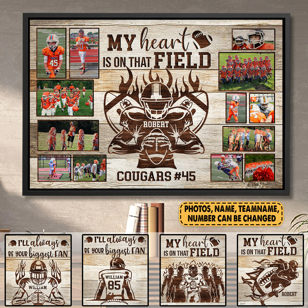 Personalized American Football Player Poster & Canvas Custom Photo, Name, Team Name K1702 Trhn