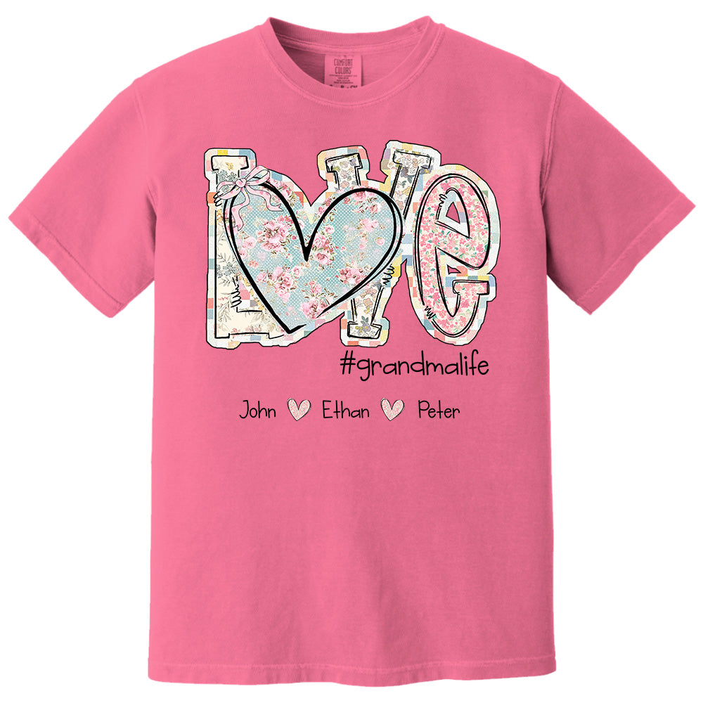 Love Grandmalife - Custom Nickname & Kid Names Vintage Floral Shirt For Mother's Day NA04 pt99
