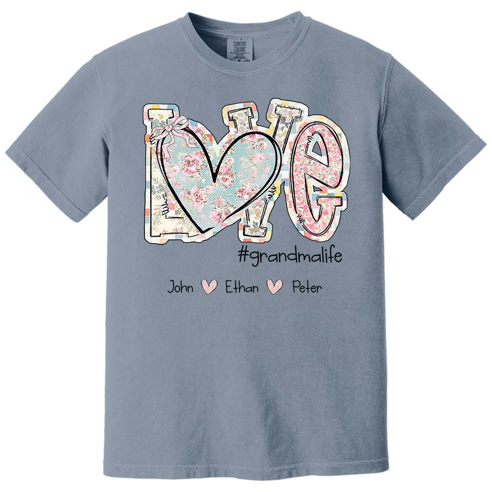 Love Grandmalife - Custom Nickname & Kid Names Vintage Floral Shirt For Mother's Day NA04 pt99