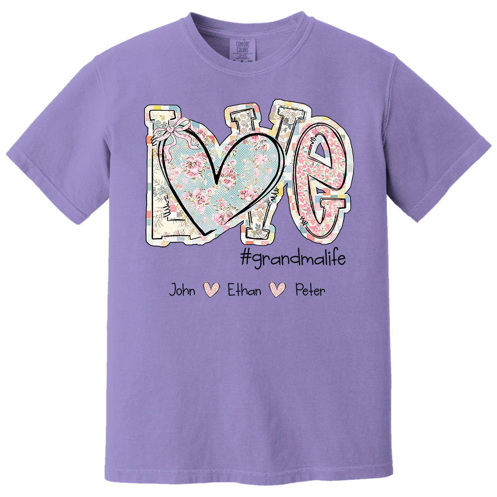 Love Grandmalife - Custom Nickname & Kid Names Vintage Floral Shirt For Mother's Day NA04 pt99