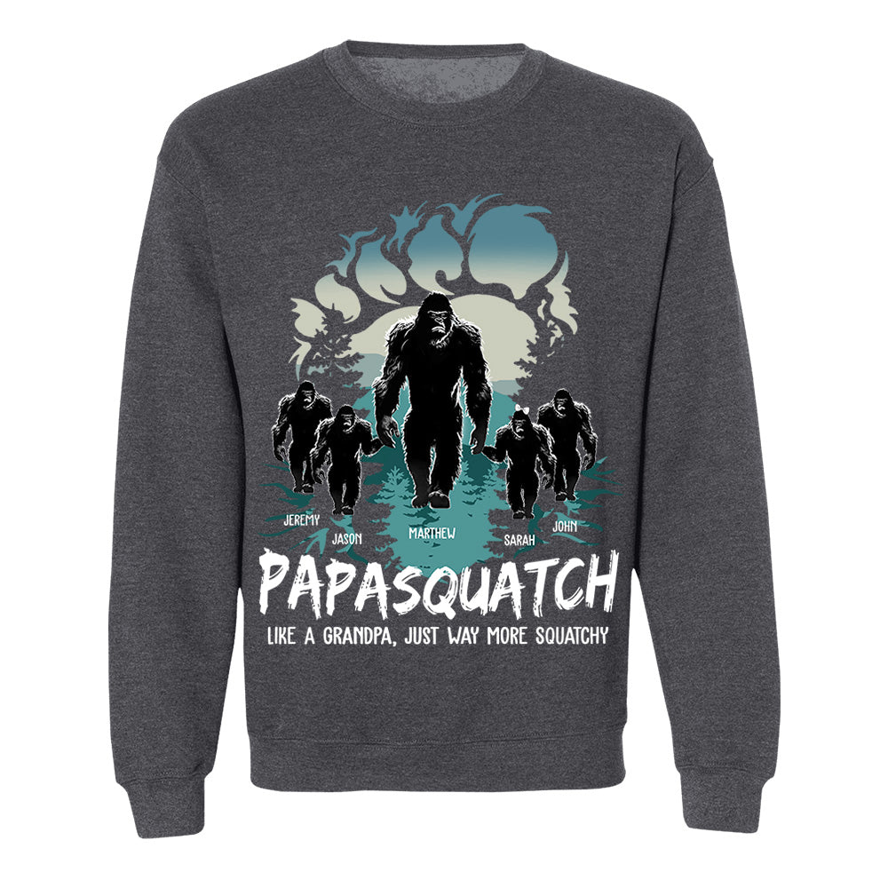 Papasquatch, Like A Grandpa, Just Way More Squatchy - Bigfoot Footprint Personalized Shirt Nh00