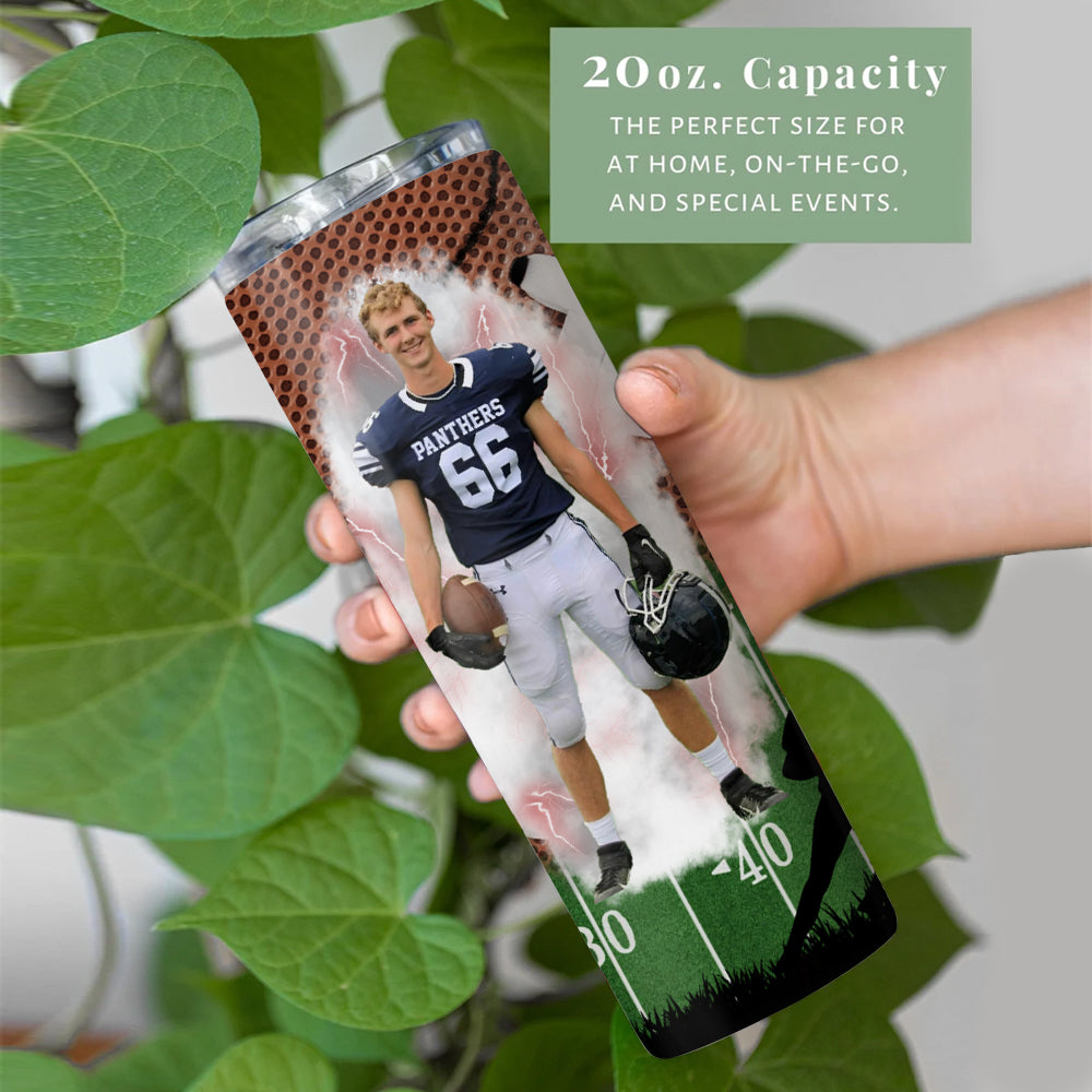 Football Game Day Personalized Skinny Tumbler Custom Photo Gift For Football Player Ph99