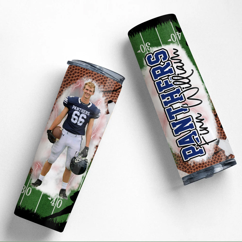 Football Game Day Personalized Skinny Tumbler Custom Photo Gift For Football Player Ph99