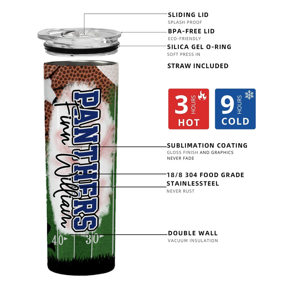 Football Game Day Personalized Skinny Tumbler Custom Photo Gift For Football Player Ph99