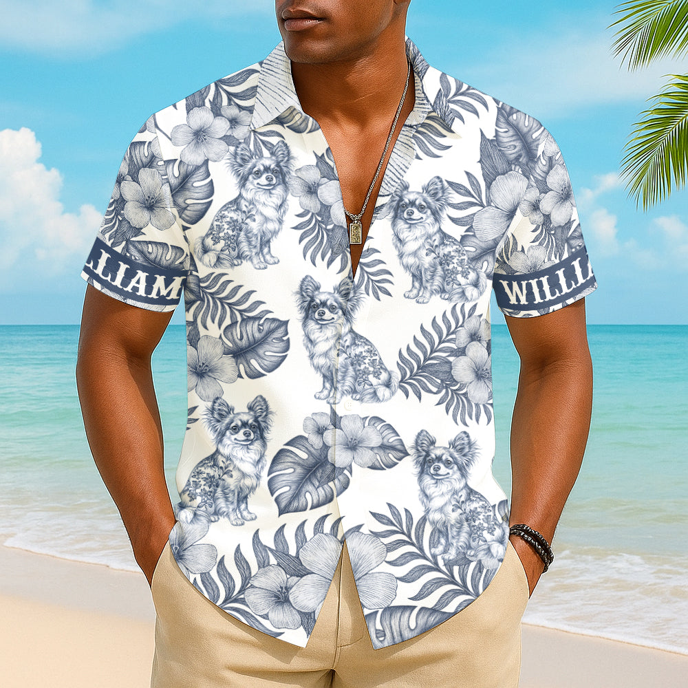 Custom Dog Breeds Toile De Jouy Chinoiserie Style, Personalized Hawaiian Shirt T1807 Hv01