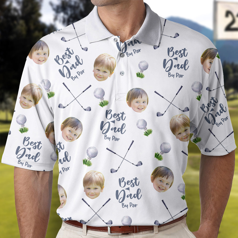 Best Dad By Par - Personalized Photo Polo Shirt Tu20