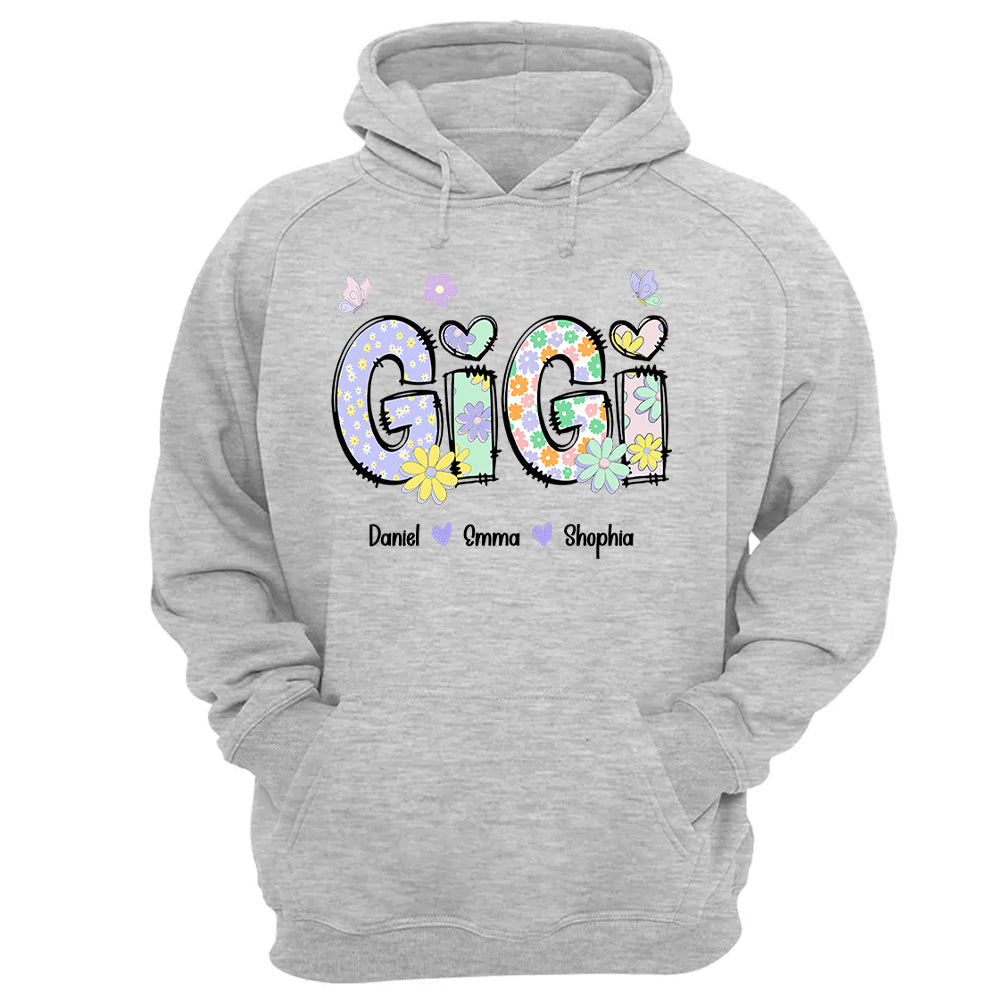 Gigi Purple Floral Shirt - Custom Nickname Grandma Nana Mimi & Kid Names - Mother's Day NA04 pt99