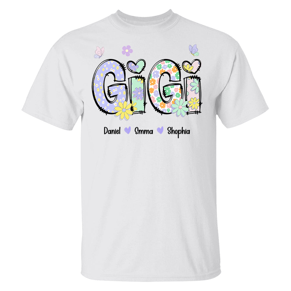 Gigi Purple Floral Shirt - Custom Nickname Grandma Nana Mimi & Kid Names - Mother's Day NA04 pt99