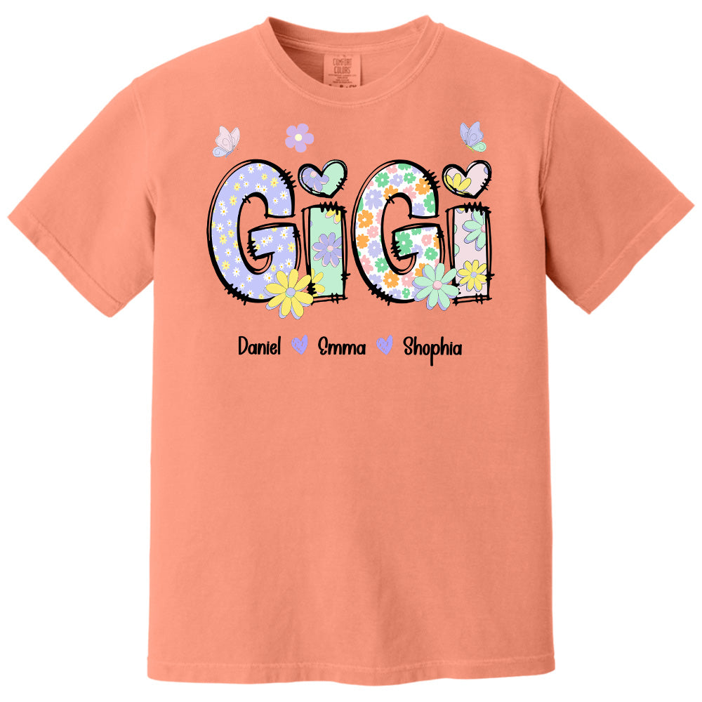 Gigi Purple Floral Shirt - Custom Nickname Grandma Nana Mimi & Kid Names - Mother's Day NA04 pt99