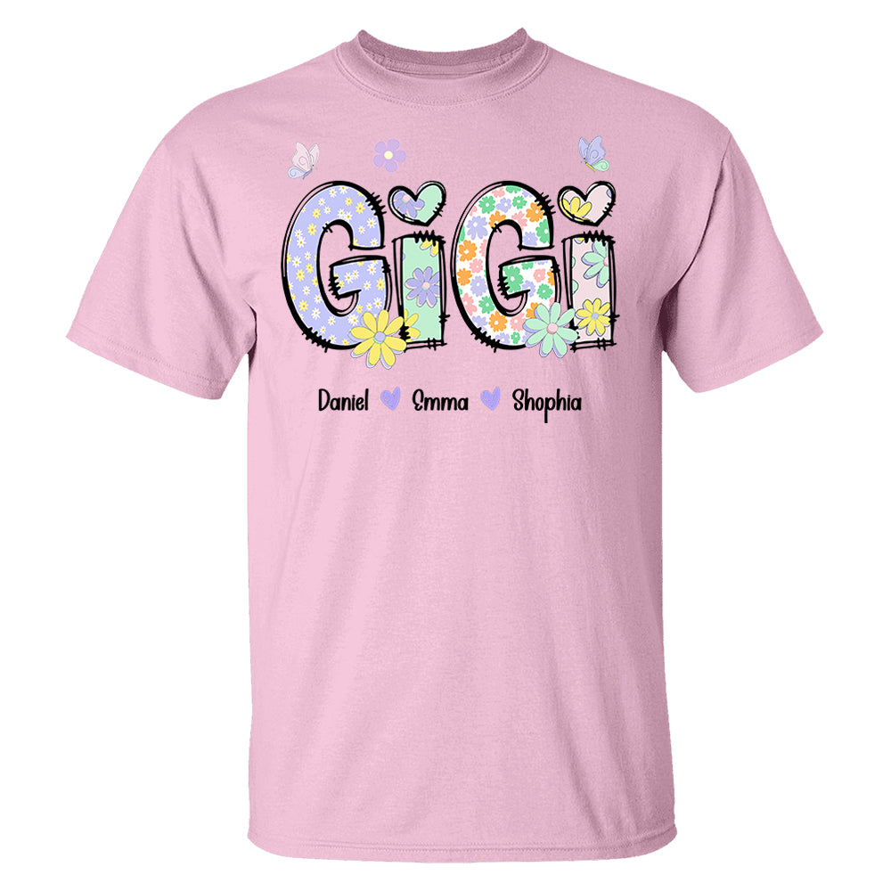 Gigi Purple Floral Shirt - Custom Nickname Grandma Nana Mimi & Kid Names - Mother's Day NA04 pt99