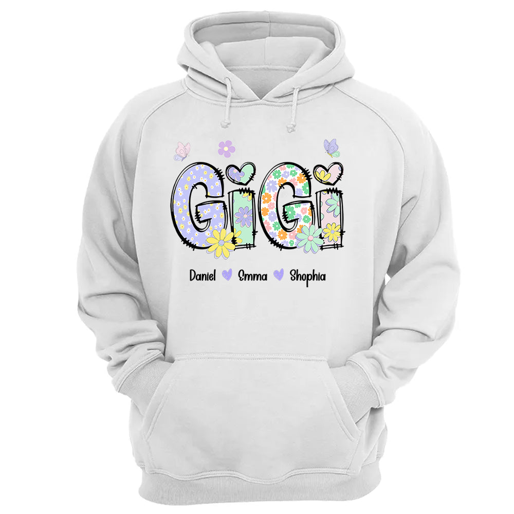 Gigi Purple Floral Shirt - Custom Nickname Grandma Nana Mimi & Kid Names - Mother's Day NA04 pt99