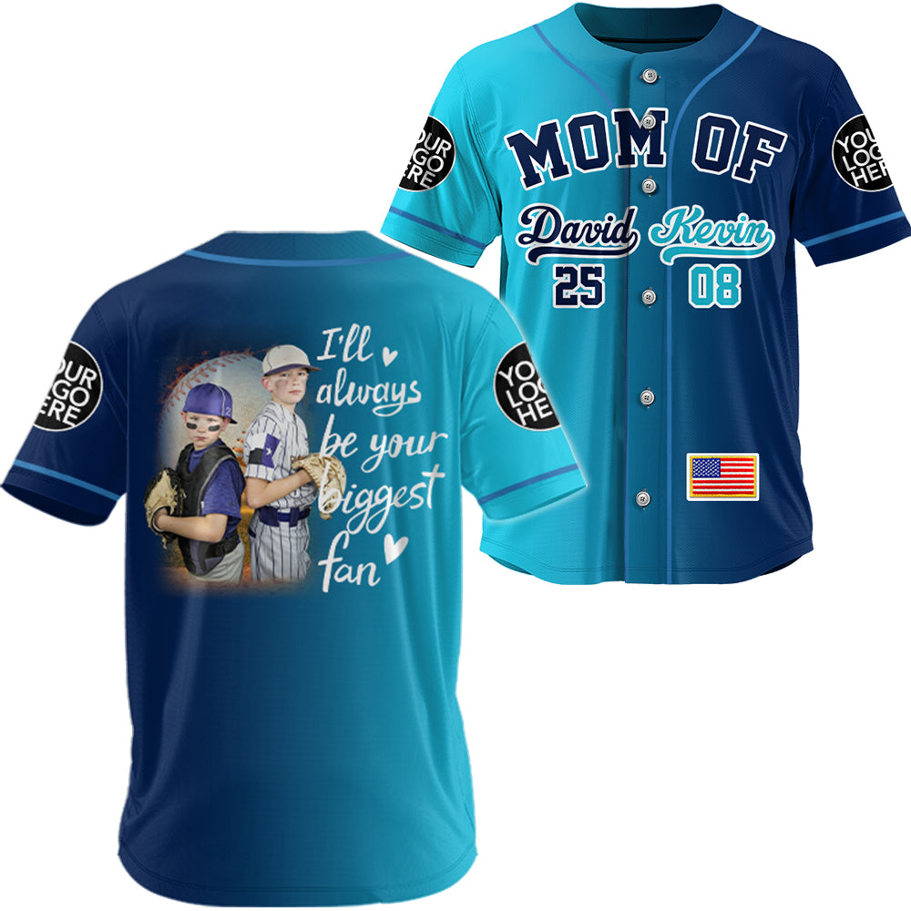 I'll Be Your Biggest Fan, Custom Kids' Names & Photo Baseball Jersey Gradient, Gift For Baseball Lover A2110 Hv01