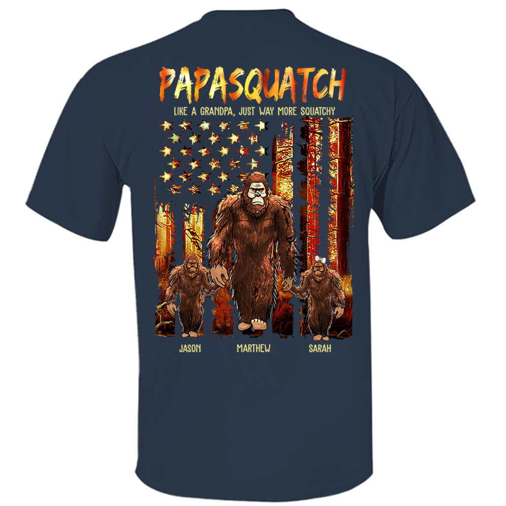 Papasquatch Like A Grandpa Just Way More Squatchy - Personalized Bigfoot Vintage Shirt Gift For Dad & Grandpa vr4