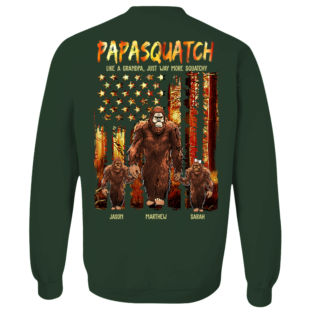 Papasquatch Like A Grandpa Just Way More Squatchy - Personalized Bigfoot Vintage Shirt Gift For Dad & Grandpa vr4