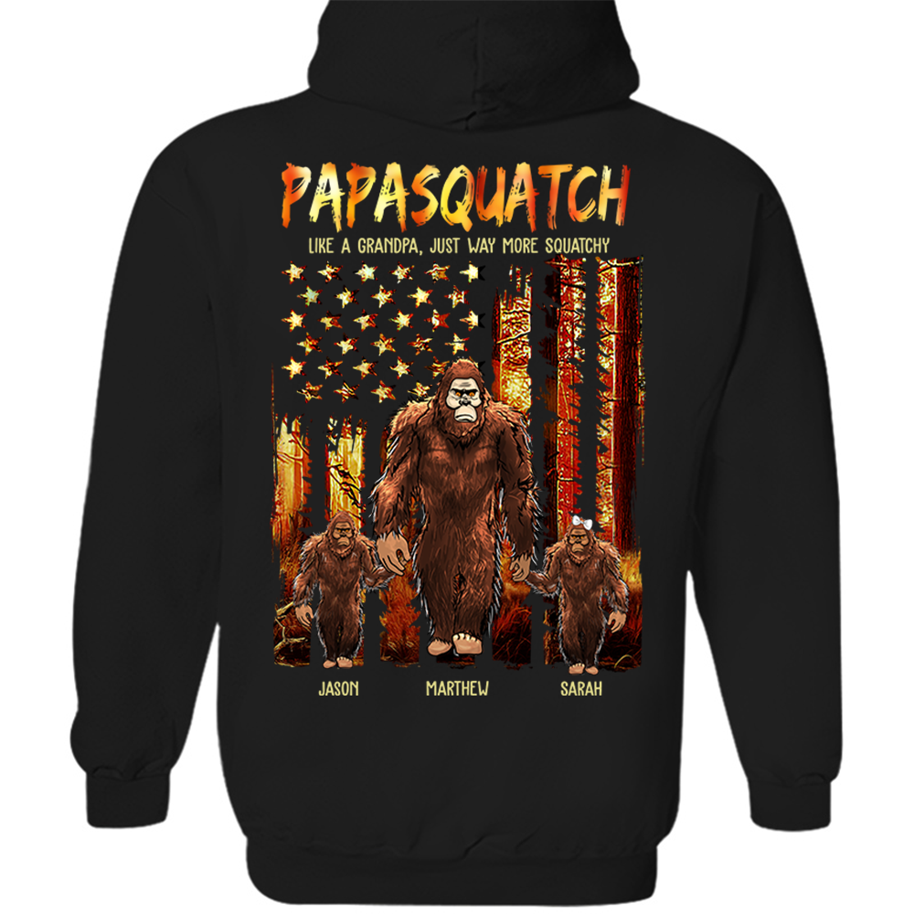 Papasquatch Like A Grandpa Just Way More Squatchy - Personalized Bigfoot Vintage Shirt Gift For Dad & Grandpa vr4