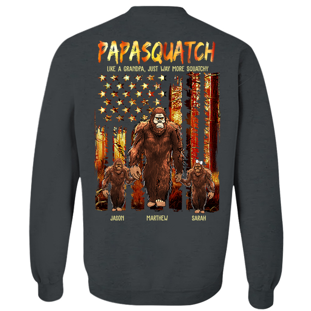 Papasquatch Like A Grandpa Just Way More Squatchy - Personalized Bigfoot Vintage Shirt Gift For Dad & Grandpa vr4