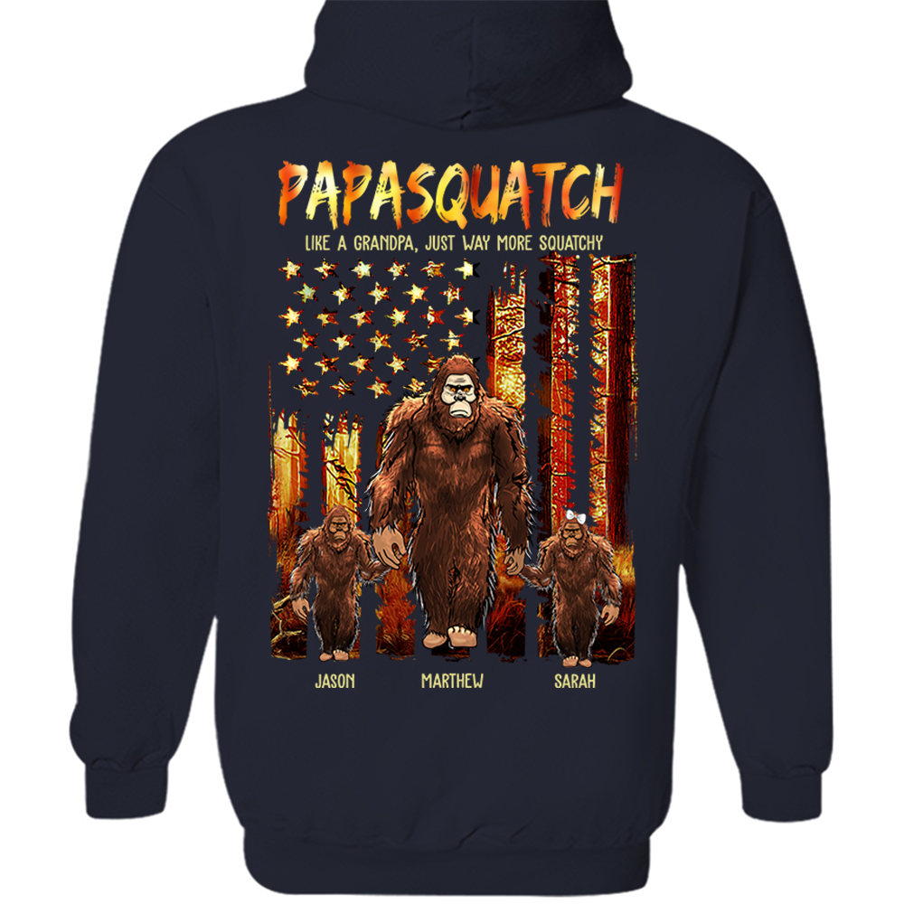 Papasquatch Like A Grandpa Just Way More Squatchy - Personalized Bigfoot Vintage Shirt Gift For Dad & Grandpa vr4