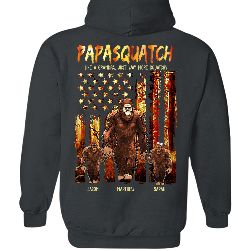 Papasquatch Like A Grandpa Just Way More Squatchy - Personalized Bigfoot Vintage Shirt Gift For Dad & Grandpa vr4