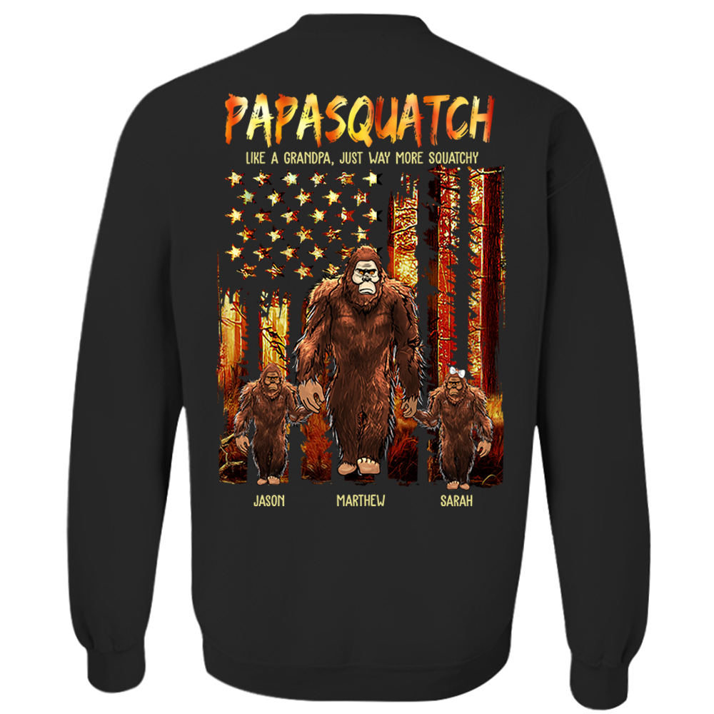 Papasquatch Like A Grandpa Just Way More Squatchy - Personalized Bigfoot Vintage Shirt Gift For Dad & Grandpa vr4