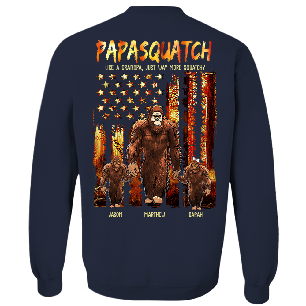 Papasquatch Like A Grandpa Just Way More Squatchy - Personalized Bigfoot Vintage Shirt Gift For Dad & Grandpa vr4