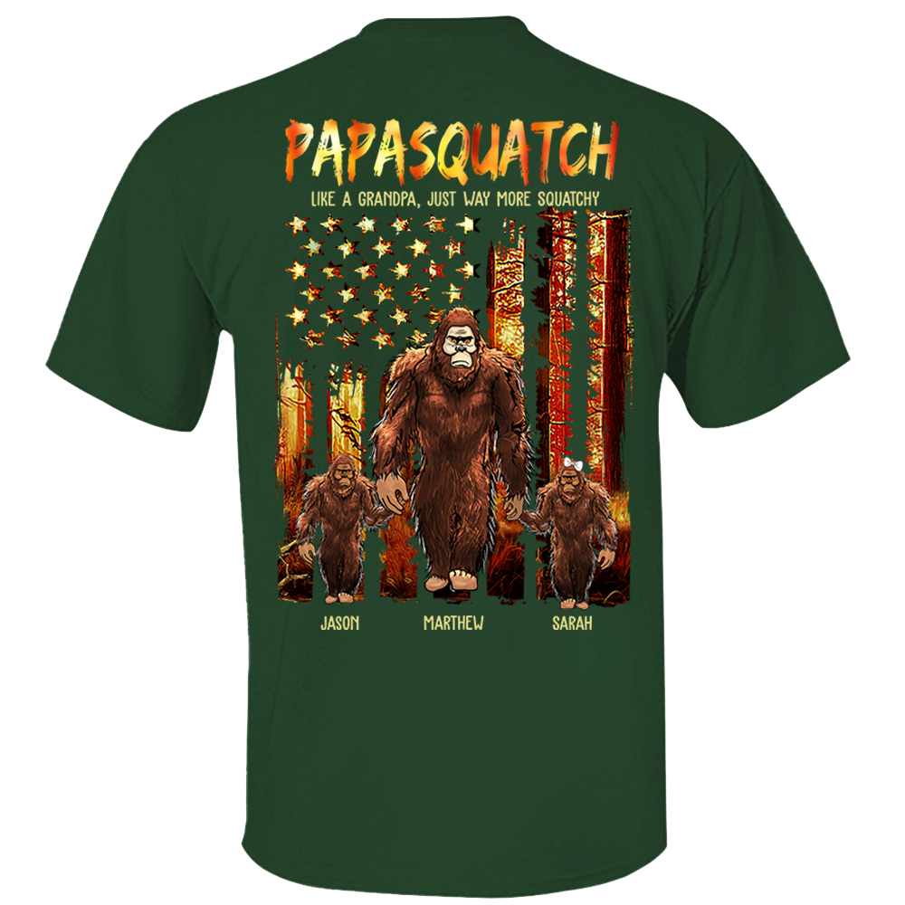 Papasquatch Like A Grandpa Just Way More Squatchy - Personalized Bigfoot Vintage Shirt Gift For Dad & Grandpa vr4
