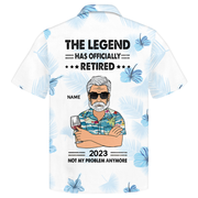 The Legend Has Officially Retired - Personalized Hibiscus Hawaiian Shirt Retirement Gift For Grandpa