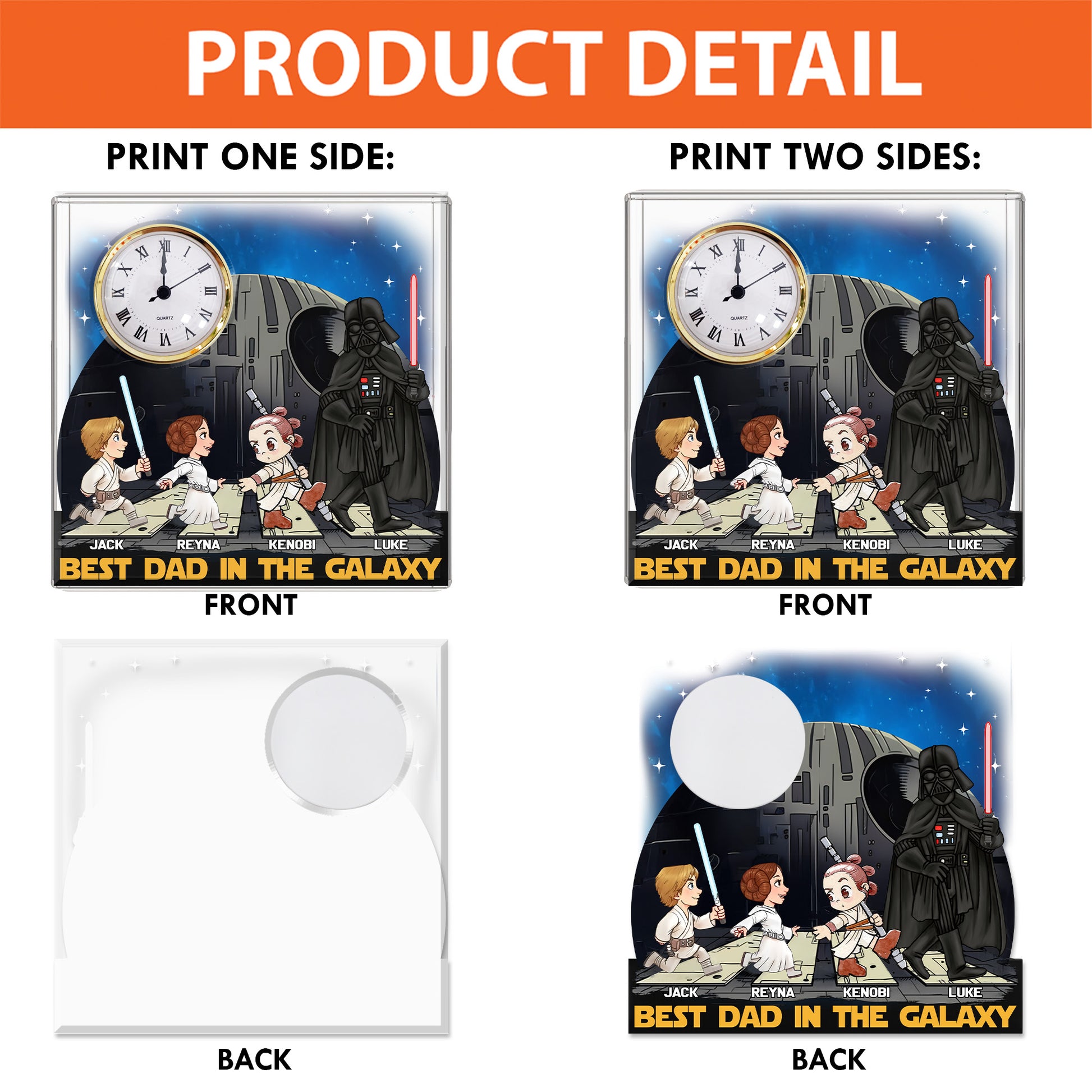 Best Dad In The Galaxy - Personalized Acrylic Desk Clock Plaque Gift For Dad Tu20