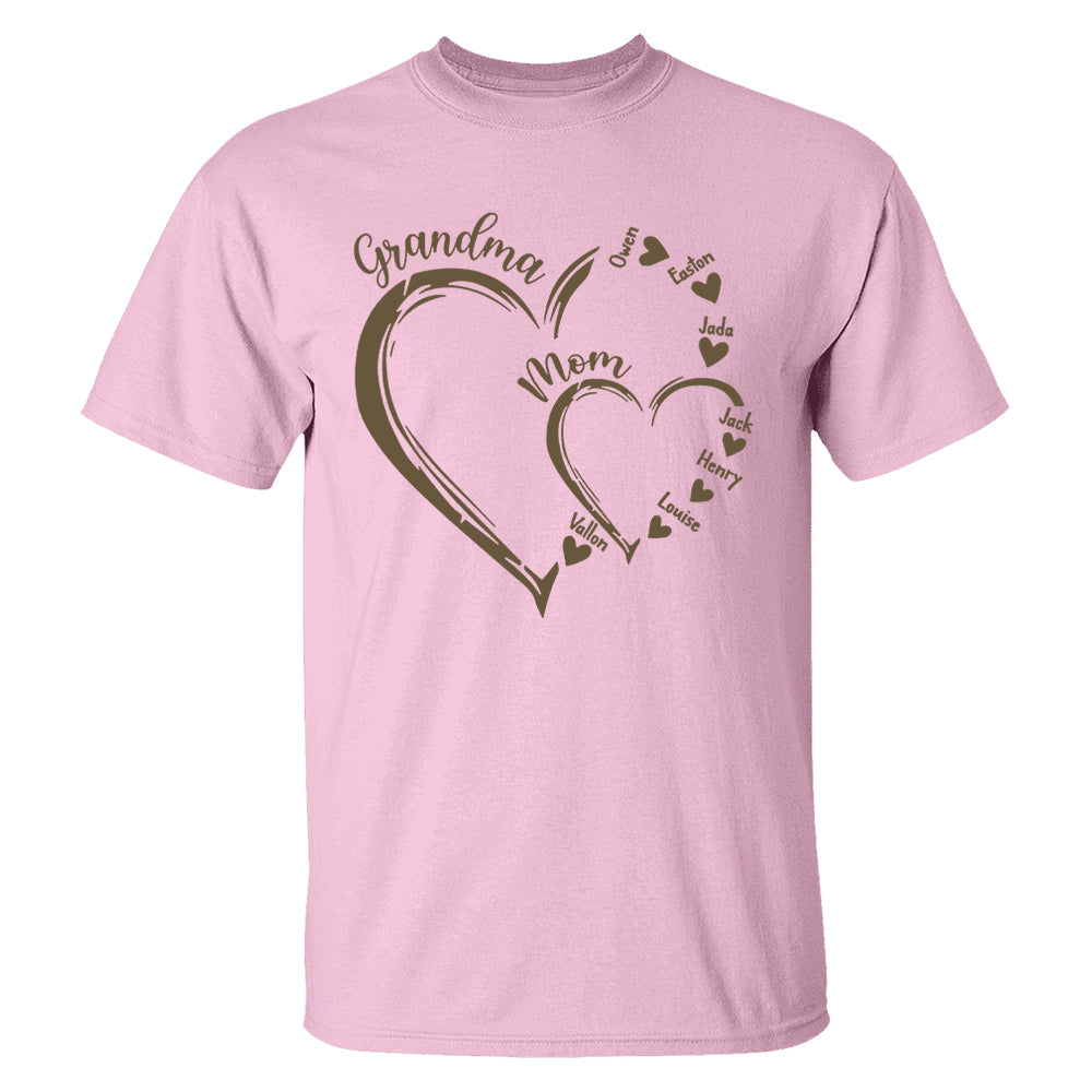 Custom Grandma Mom Heart Shirt, Personalized Nana Shirt, Mimi Shirt - Best Gifts For Mother's Day Nh00