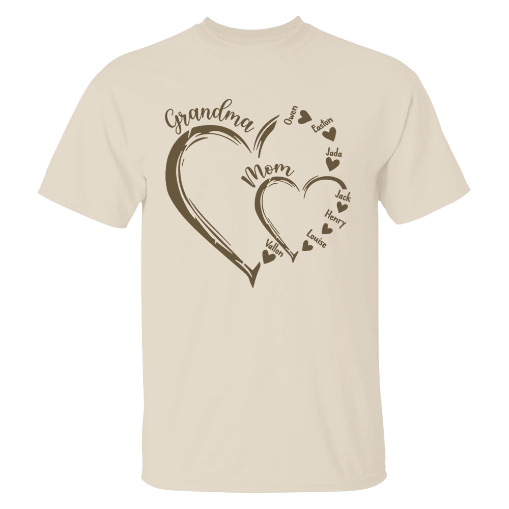 Custom Grandma Mom Heart Shirt, Personalized Nana Shirt, Mimi Shirt - Best Gifts For Mother's Day Nh00