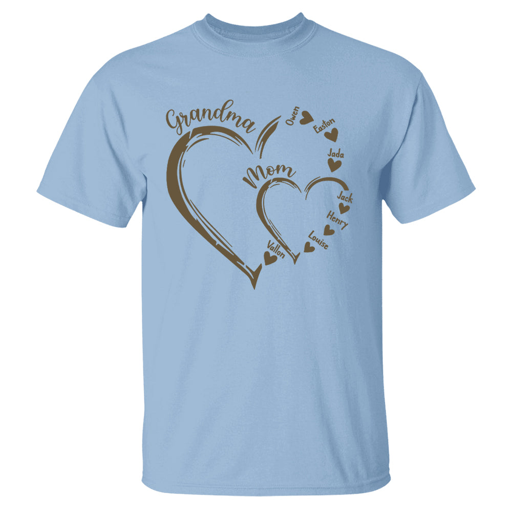 Custom Grandma Mom Heart Shirt, Personalized Nana Shirt, Mimi Shirt - Best Gifts For Mother's Day Nh00