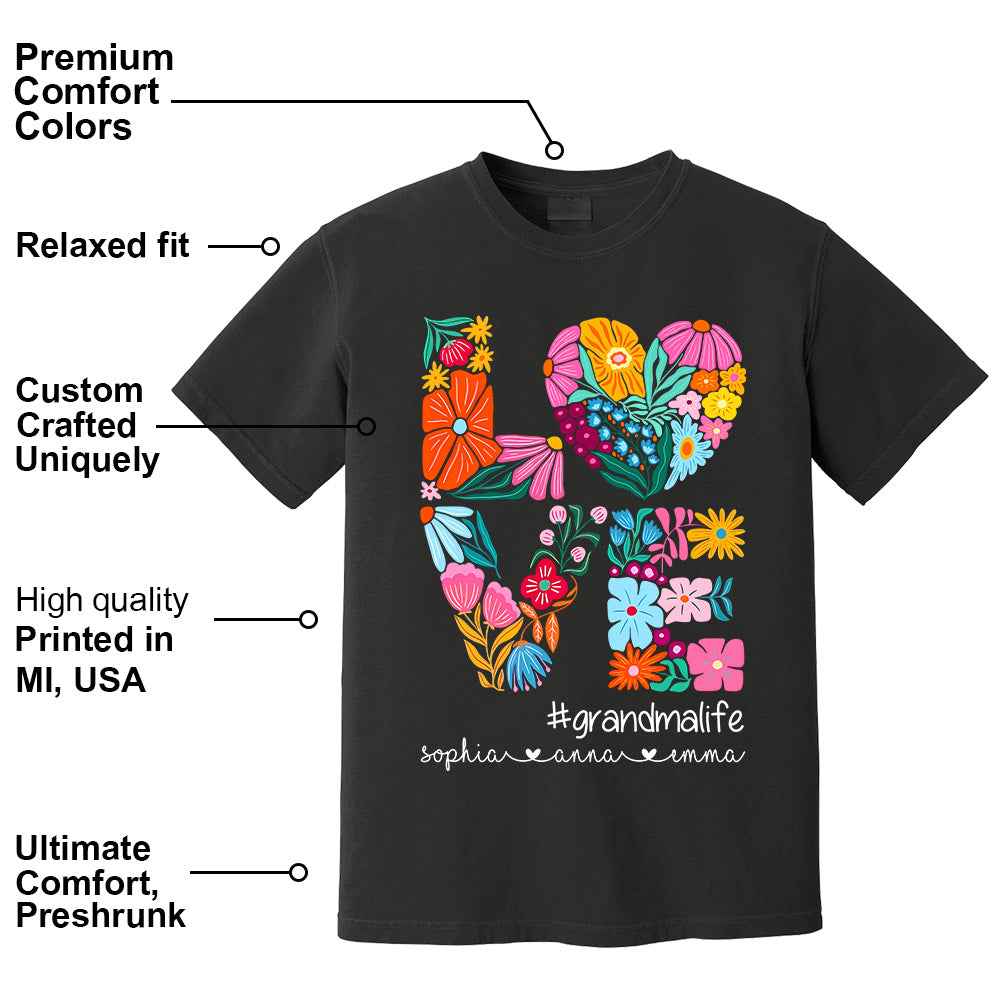 Love Grandmalife - Cute Personalized Floral Shirt For Mother's Day - Custom Kids Names NA04 Do99
