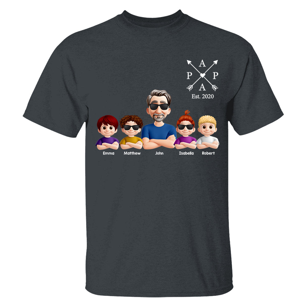 Grandpa And Grandkids Heart Arrow Est. Year Gift For Grandpa - Personalized Shirt Father's Day Gift 2025 Do98