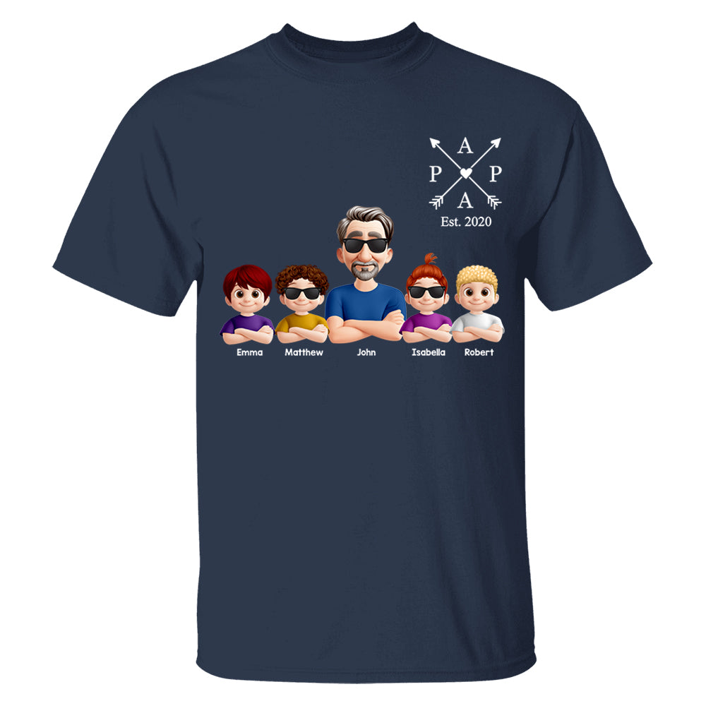 Grandpa And Grandkids Heart Arrow Est. Year Gift For Grandpa - Personalized Shirt Father's Day Gift 2025 Do98