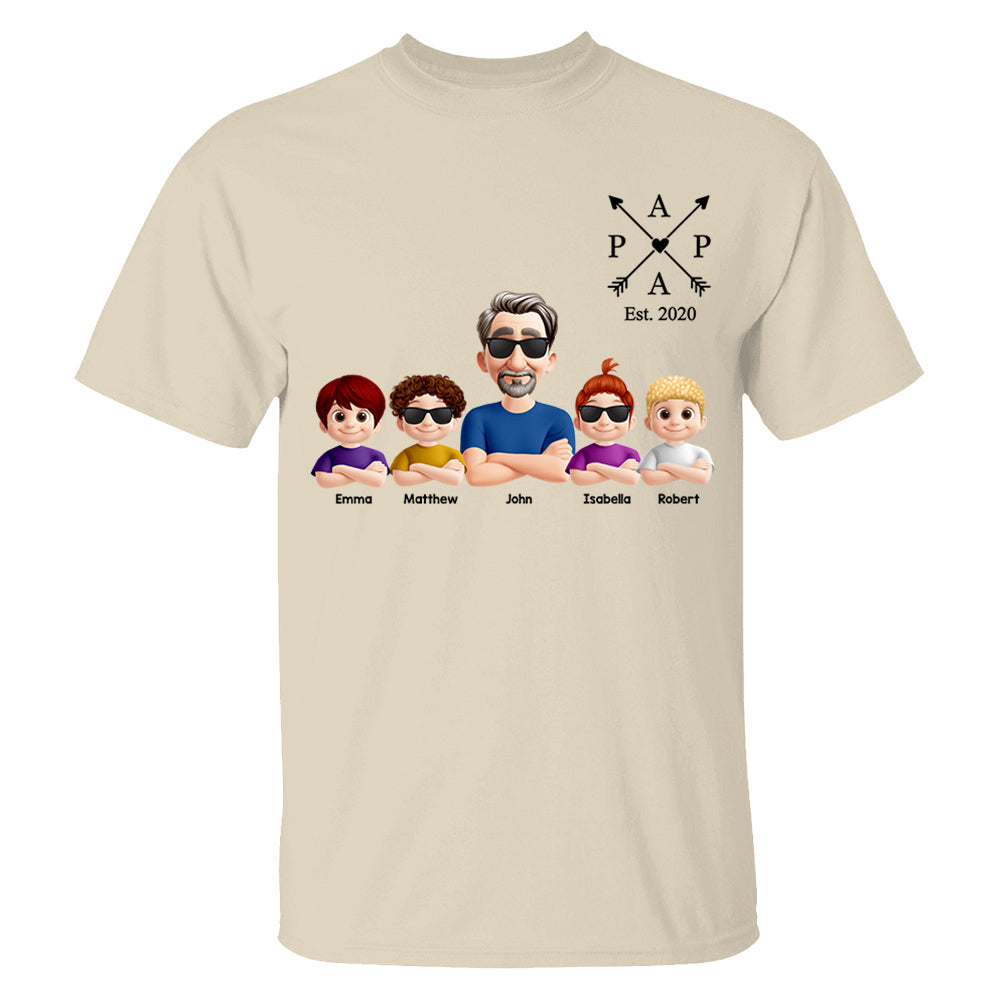 Grandpa And Grandkids Heart Arrow Est. Year Gift For Grandpa - Personalized Shirt Father's Day Gift 2025 Do98
