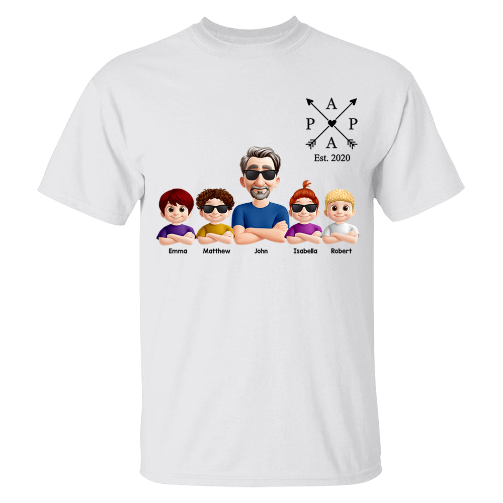 Grandpa And Grandkids Heart Arrow Est. Year Gift For Grandpa - Personalized Shirt Father's Day Gift 2025 Do98