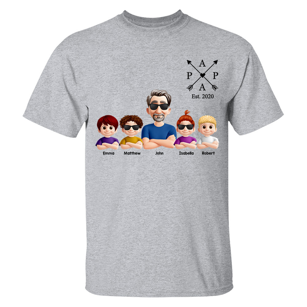 Grandpa And Grandkids Heart Arrow Est. Year Gift For Grandpa - Personalized Shirt Father's Day Gift 2025 Do98
